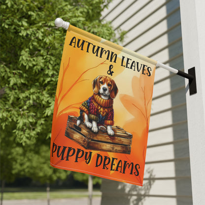 Autumn Leaves & Puppy Dreams Garden Flag — Beagle