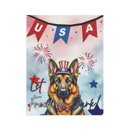 Patriotic Dog Garden Flag - German Shepard – 'Let Freedom Bark' USA Banner