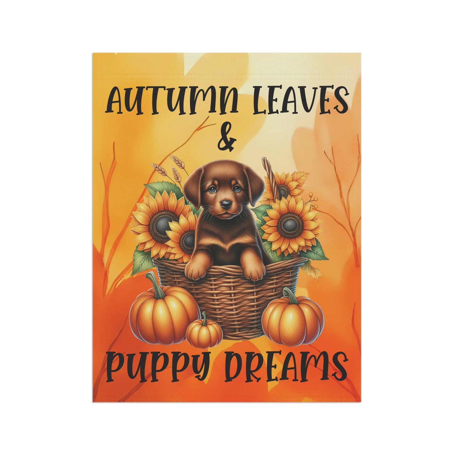 Autumn Leaves & Puppy Dreams Garden Flag — Custom Dog Breed