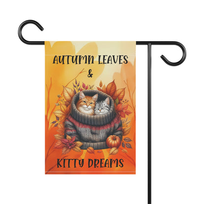 Autumn Leaves & Kitty Dreams Garden Flag - Orange and Tabby cat
