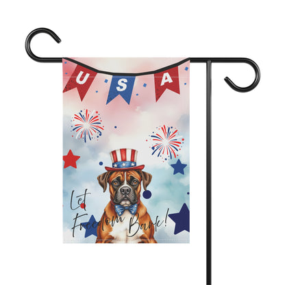 Patriotic Dog Garden Flag - Boxer – 'Let Freedom Bark' USA Banner