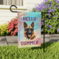 "Hello Summer" German Shepherd with Sunglasses -Outdoor House Banner/Garden Flag