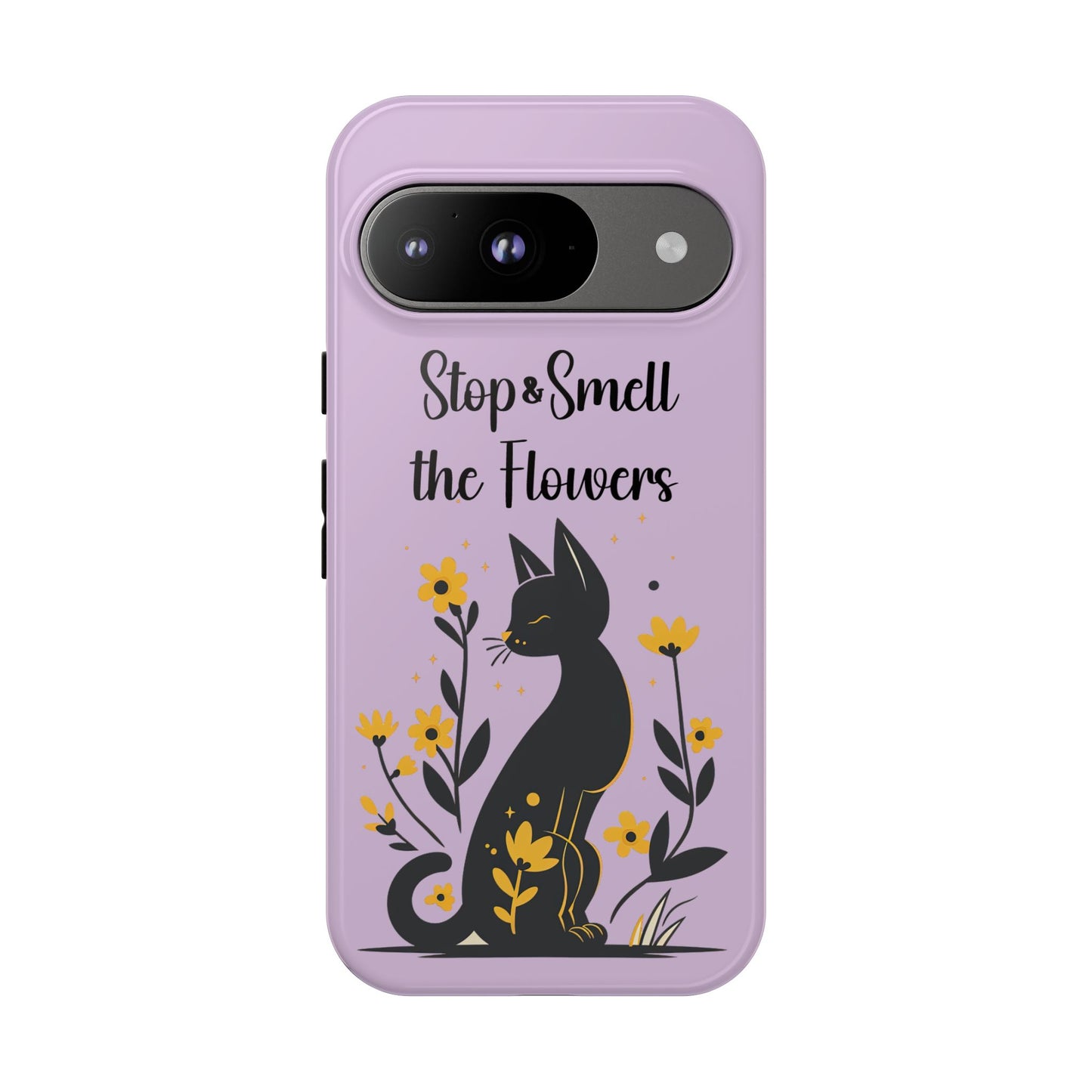 Phone Case — "Stop & Smell the Flowers" Cat Floral Protective Case