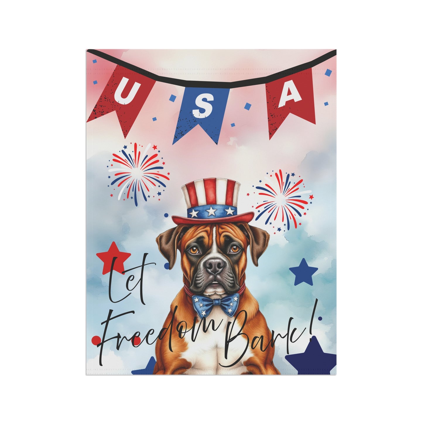 Patriotic Dog Garden Flag - Boxer – 'Let Freedom Bark' USA Banner