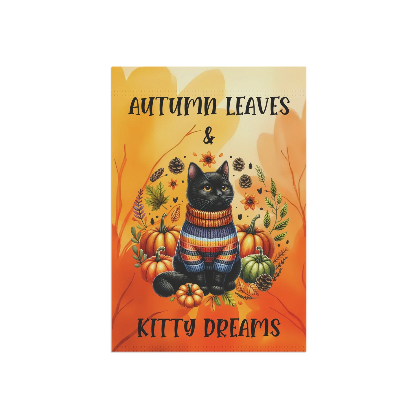 Autumn Leaves & Kitty Dreams Garden Flag - Black Cat