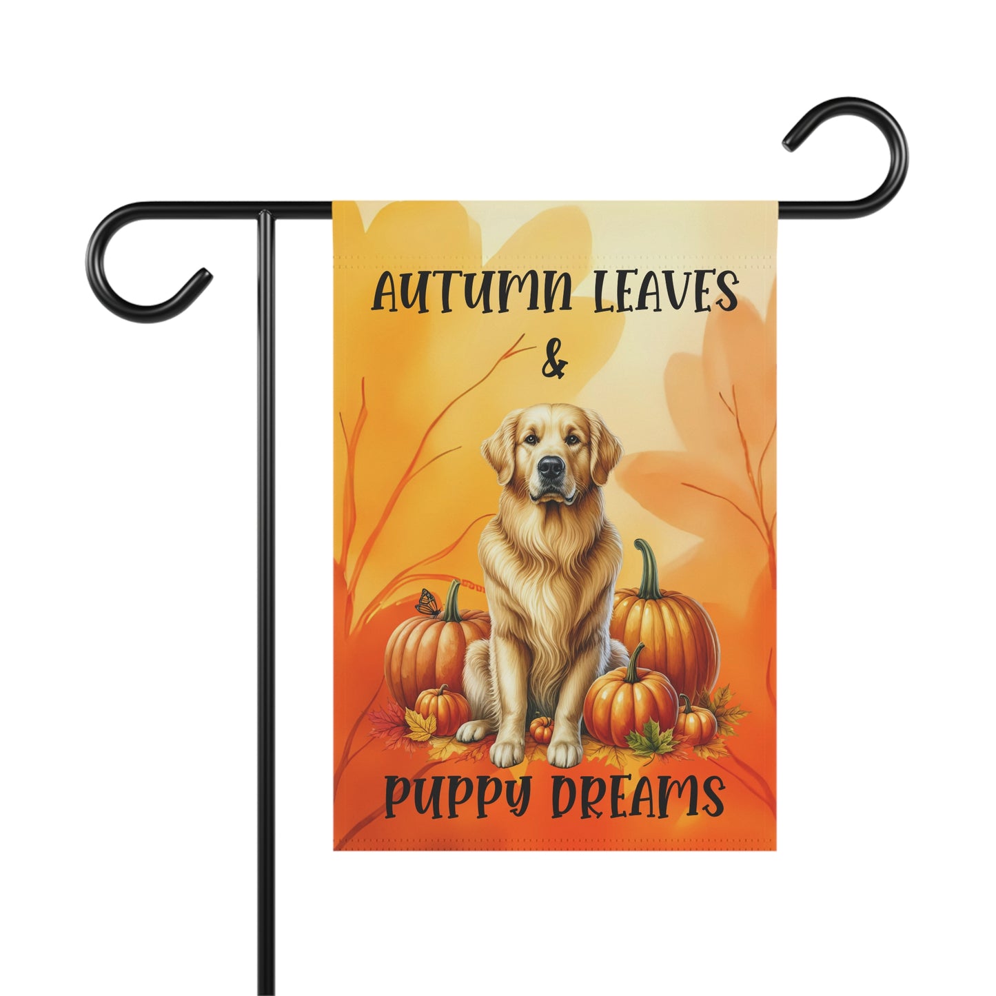 Autumn Leaves & Puppy Dreams Garden Flag - Golden Retriever