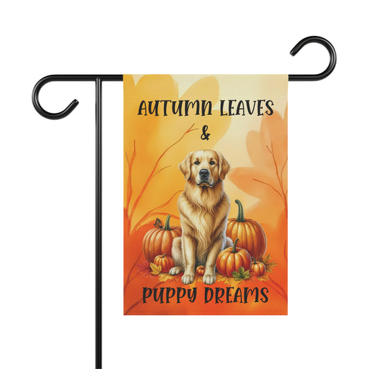 Autumn Leaves & Puppy Dreams Garden Flag - Golden Retriever