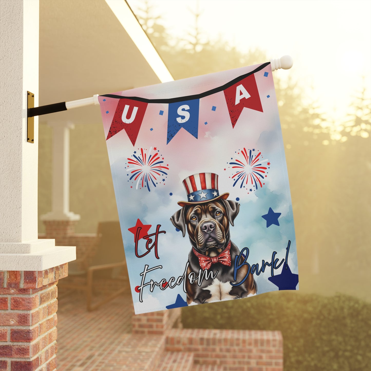 Patriotic Dog Garden Flag - Mastiff – 'Let Freedom Bark' USA Banner