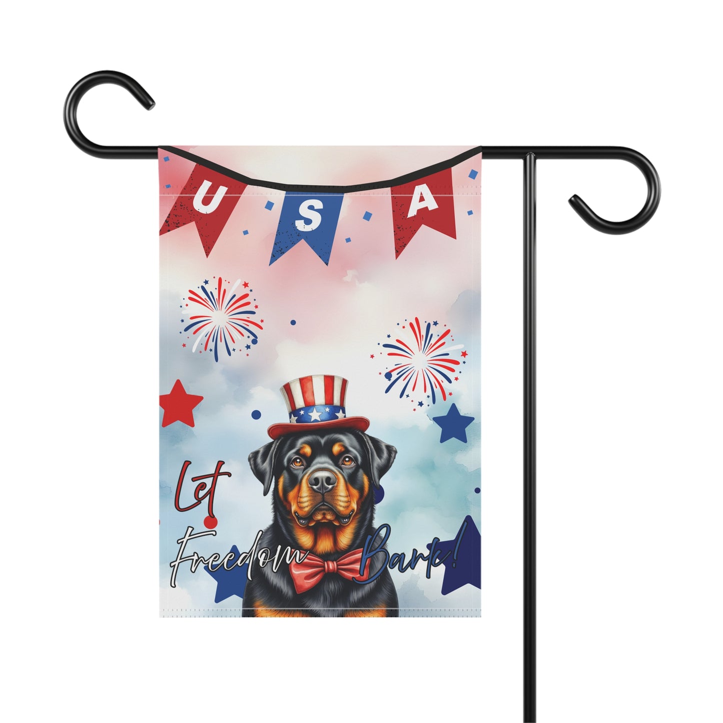 Patriotic Dog Garden Flag - Rottweiler – 'Let Freedom Bark' USA Banner