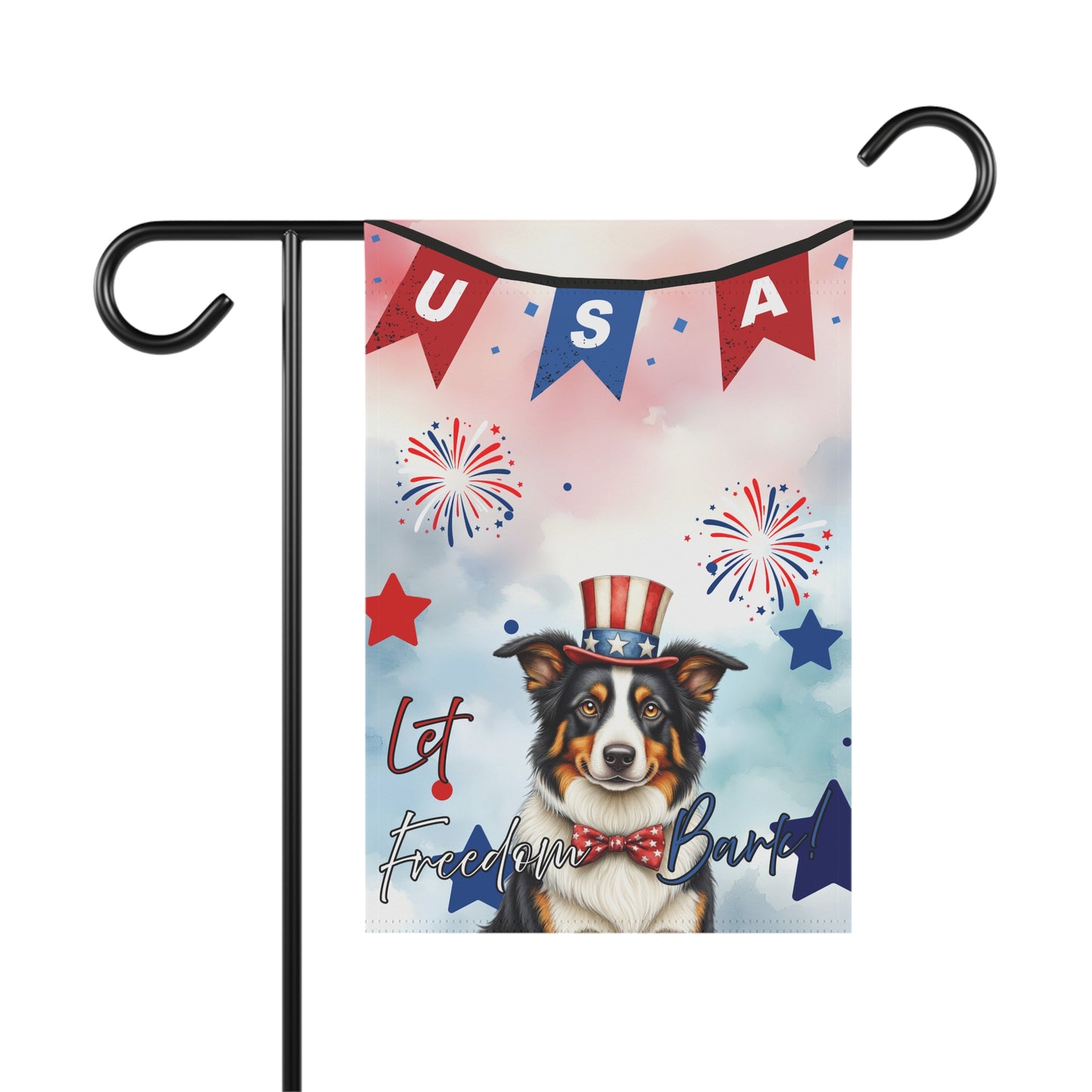 Patriotic Dog Garden Flag - Border Collie – 'Let Freedom Bark' USA Banner