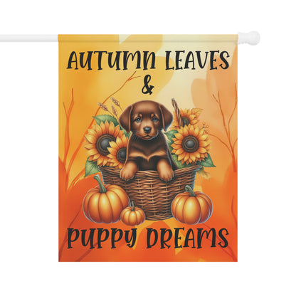 Autumn Leaves & Puppy Dreams Garden Flag — Custom Dog Breed