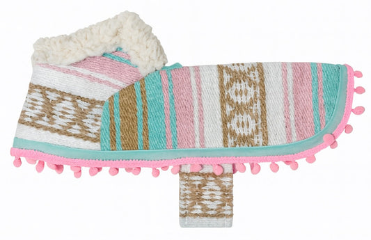 Size 00-3WN Tiffany/Pink/Brown Dog Poncho/Sarape with Fur