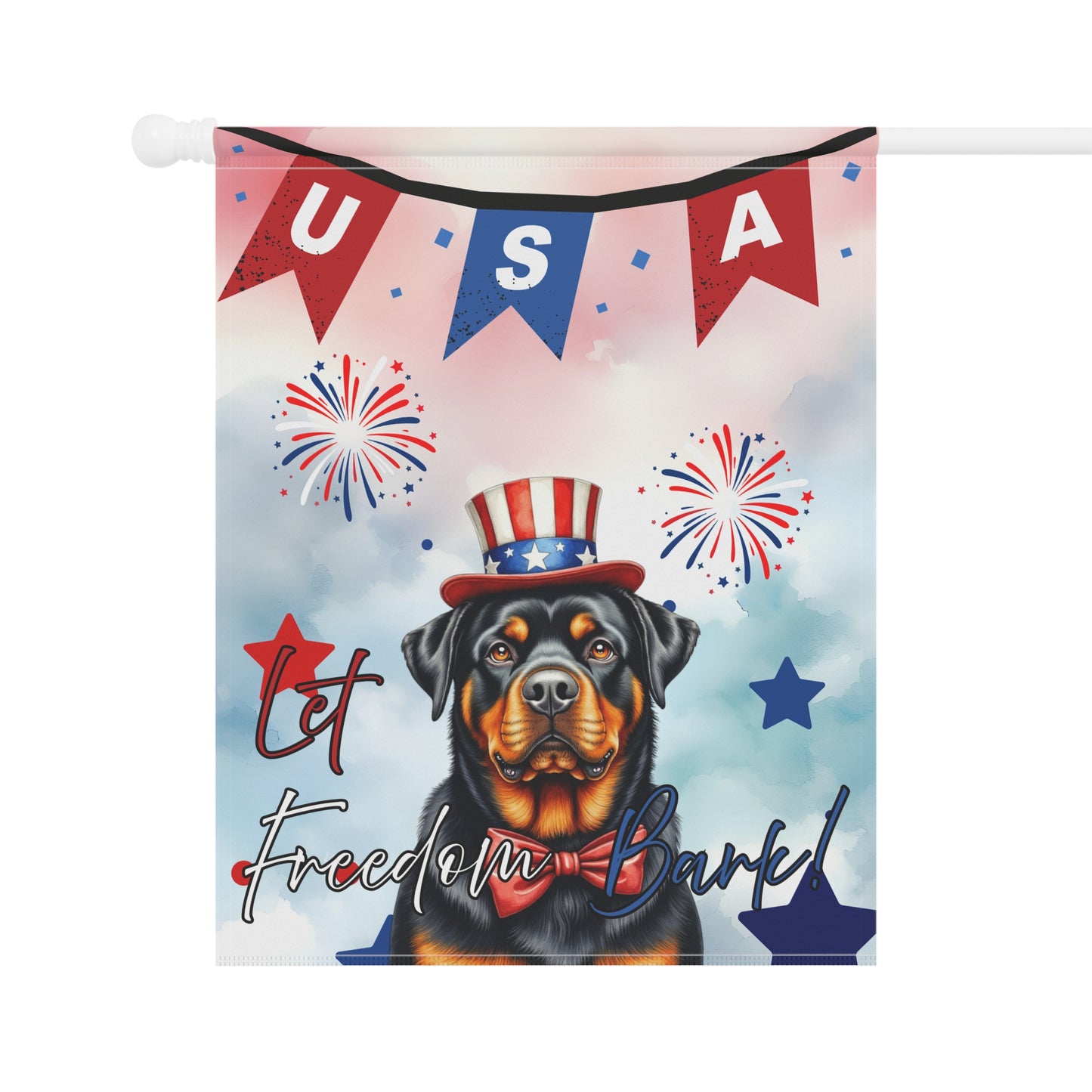 Patriotic Dog Garden Flag - Rottweiler – 'Let Freedom Bark' USA Banner