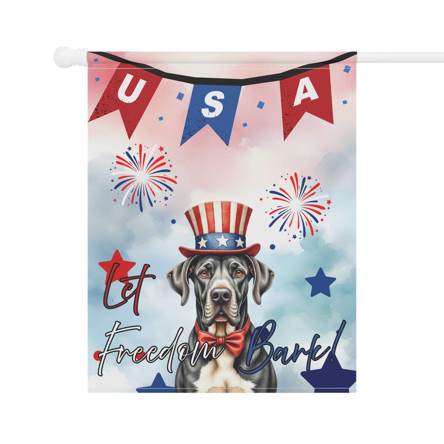 Patriotic Dog Garden Flag - Great Dane – 'Let Freedom Bark' USA Banner
