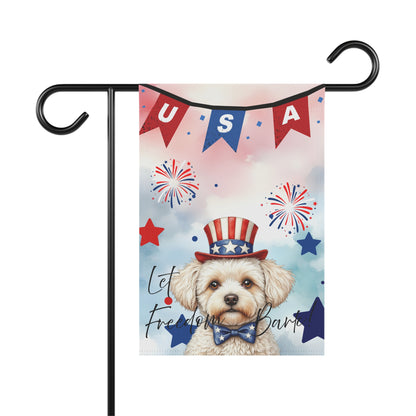 Patriotic Dog Garden Flag - Maltese – 'Let Freedom Bark' USA Banner