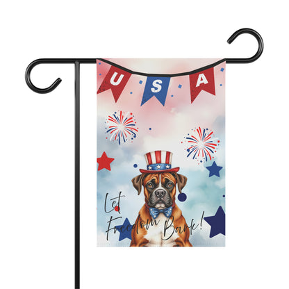 Patriotic Dog Garden Flag - Boxer – 'Let Freedom Bark' USA Banner