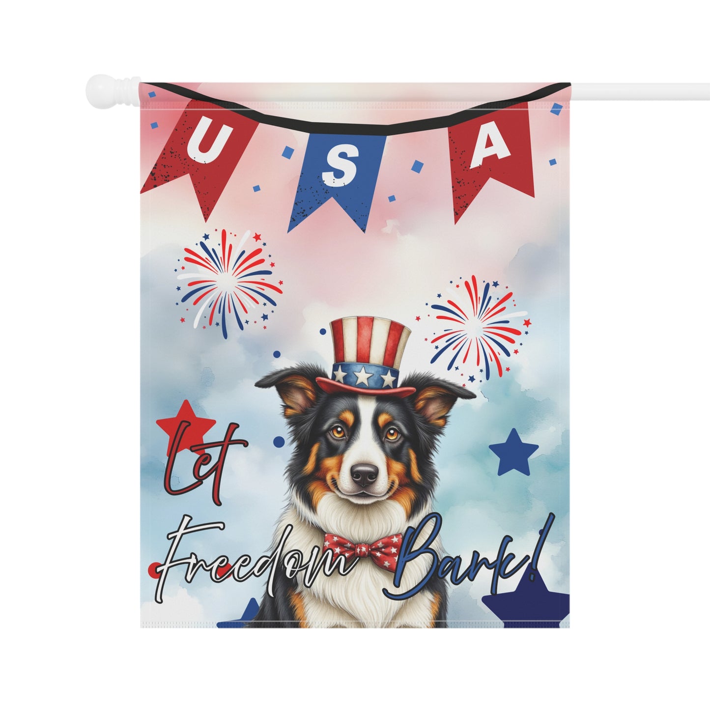 Patriotic Dog Garden Flag - Border Collie – 'Let Freedom Bark' USA Banner