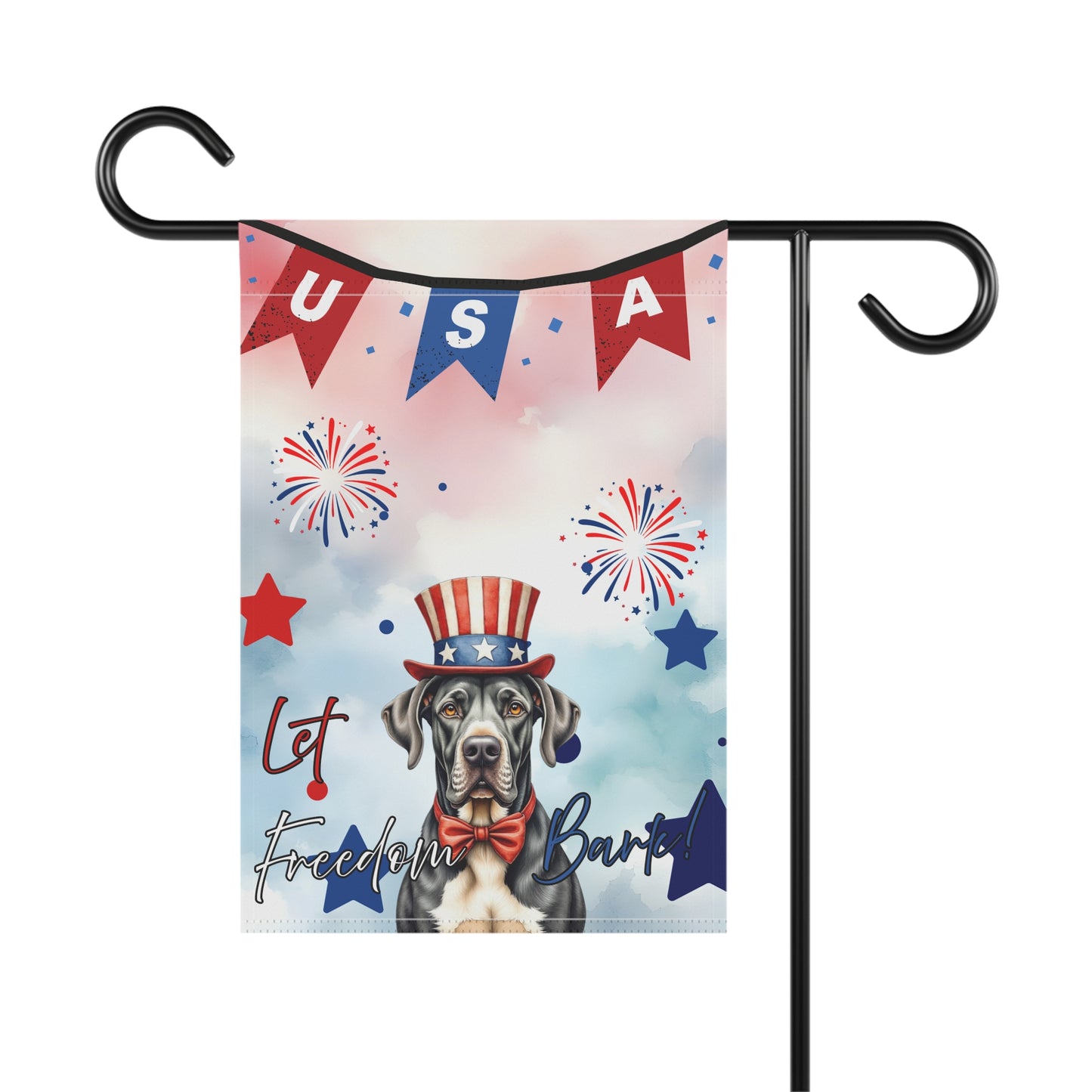 Patriotic Dog Garden Flag - Great Dane – 'Let Freedom Bark' USA Banner