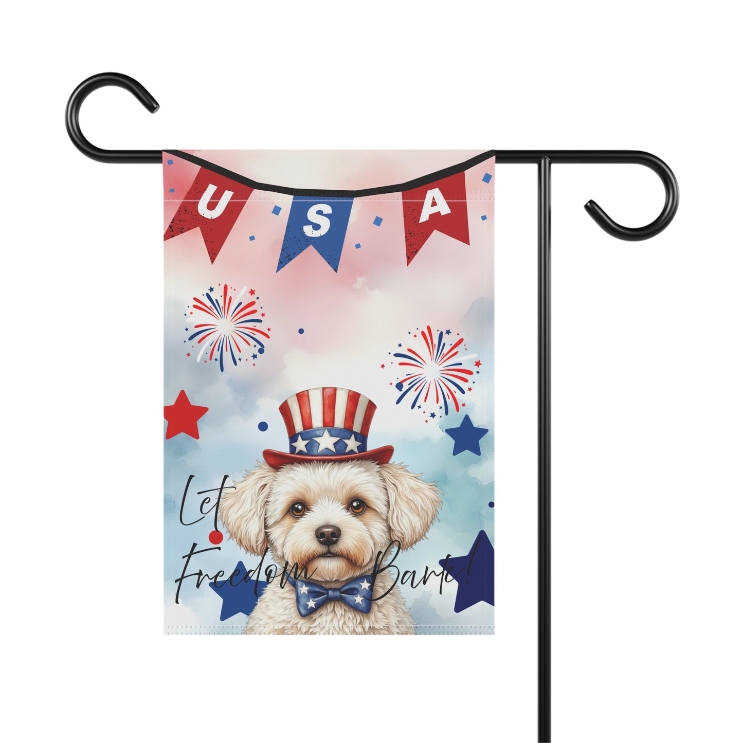 Patriotic Dog Garden Flag - Maltese – 'Let Freedom Bark' USA Banner