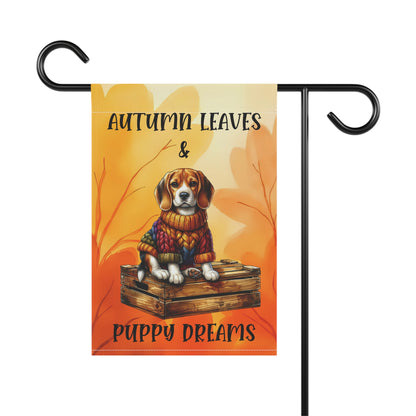 Autumn Leaves & Puppy Dreams Garden Flag — Beagle