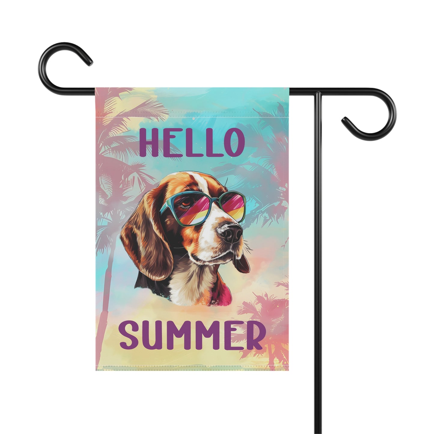 "Hello Summer" Beagle with Sunglasses -Outdoor House Banner/Garden Flag