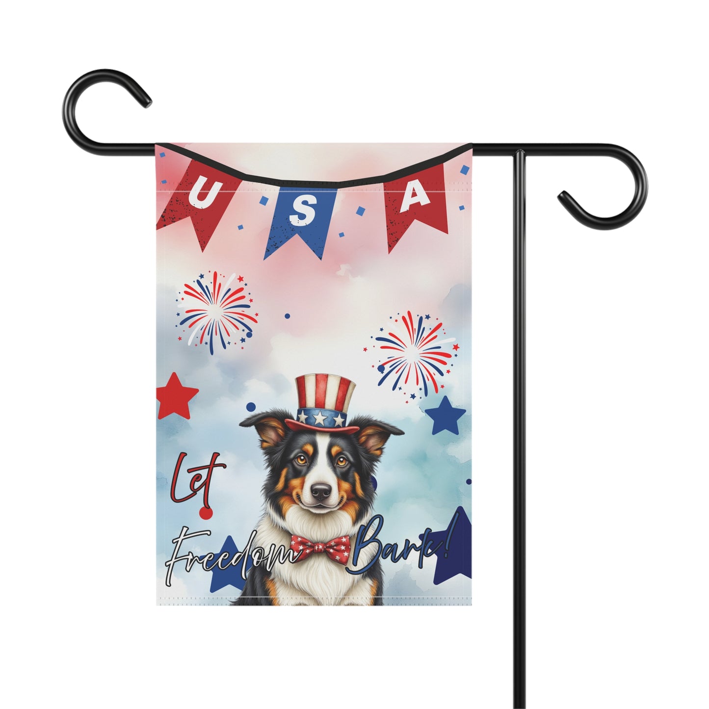 Patriotic Dog Garden Flag - Border Collie – 'Let Freedom Bark' USA Banner