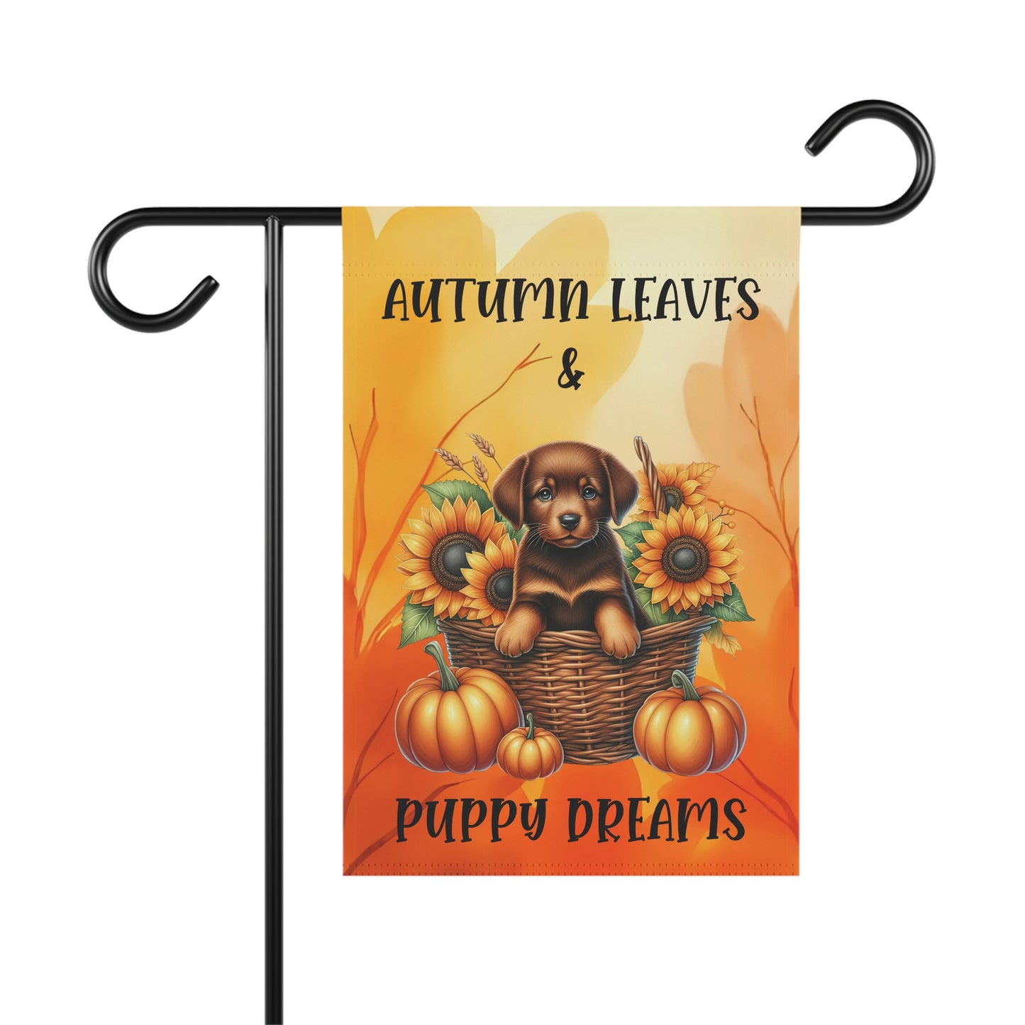 Autumn Leaves & Puppy Dreams Garden Flag — Custom Dog Breed