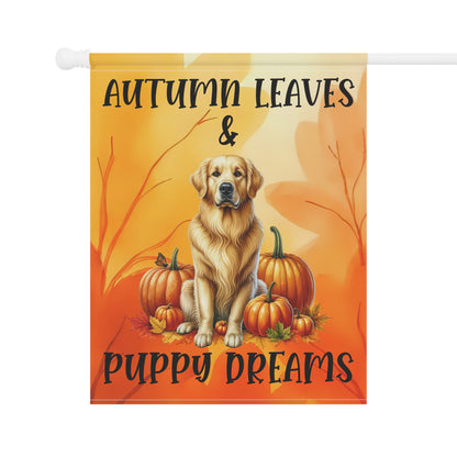 Autumn Leaves & Puppy Dreams Garden Flag - Golden Retriever