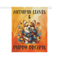 Autumn Leaves & Puppy Dreams Garden Flag — Cute Corgi Fall House Banner