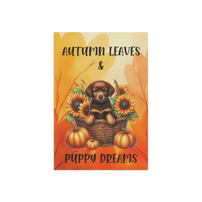 Autumn Leaves & Puppy Dreams Garden Flag — Custom Dog Breed