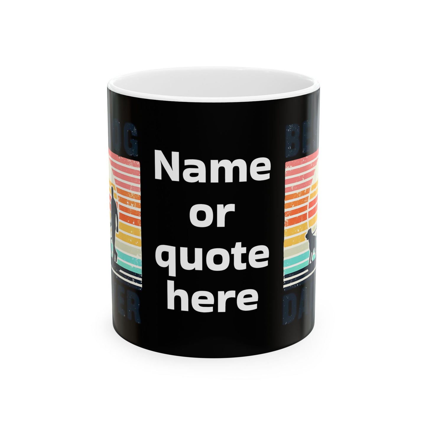 Customizable Retro Rainbow Dog Silhouette Mug | Ceramic Coffee Cup