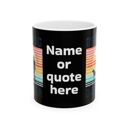 Customizable Retro Rainbow Dog Silhouette Mug | Ceramic Coffee Cup