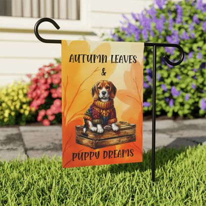 Autumn Leaves & Puppy Dreams Garden Flag — Beagle