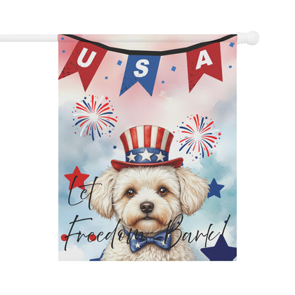 Patriotic Dog Garden Flag - Maltese – 'Let Freedom Bark' USA Banner