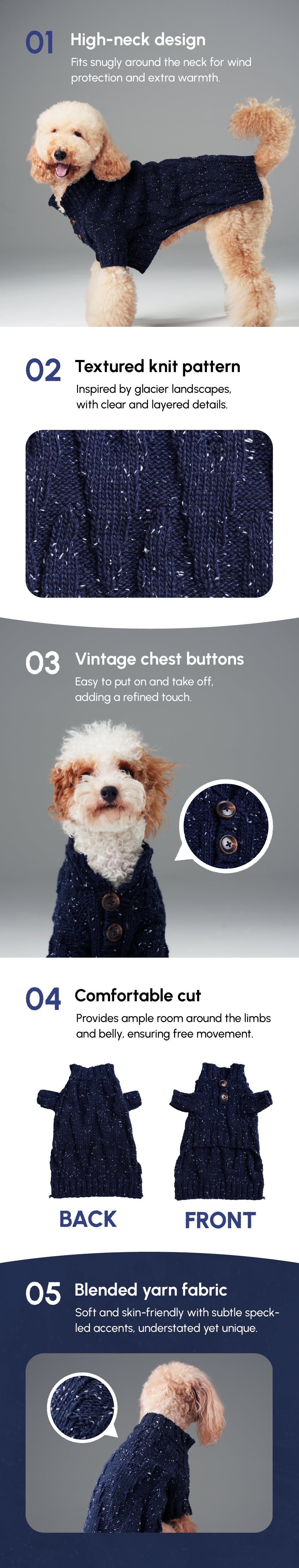 GLACIER PET SWEATER - NAVY