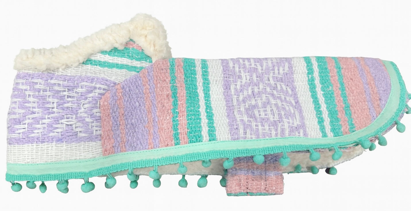 Size 00-3WN Pink/Tiffany/Lavender Dog Poncho/Sarape with Fur